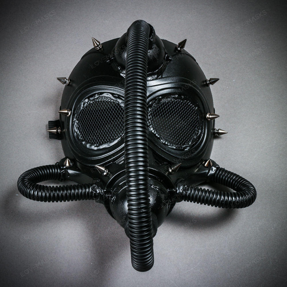 Submarine Full Face Steampunk Face Mask with Hose - Black